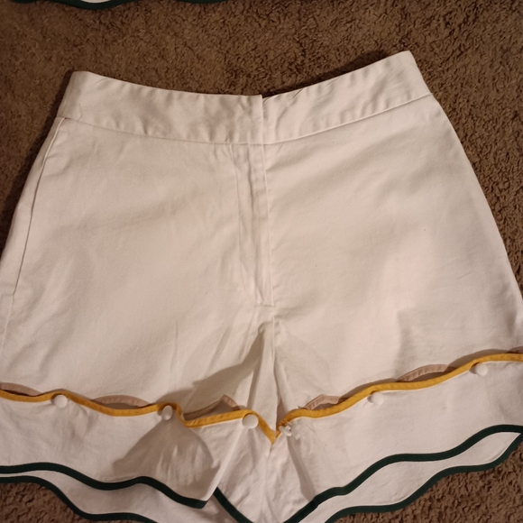 White Two-Piece Set with Yellow and Green Trim - Picture 2 of 3